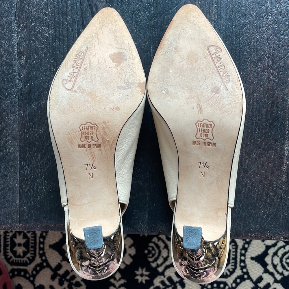 VINTAGE Cha-Raye leather heels - Sz 7.5N - Picture 6 of 11
